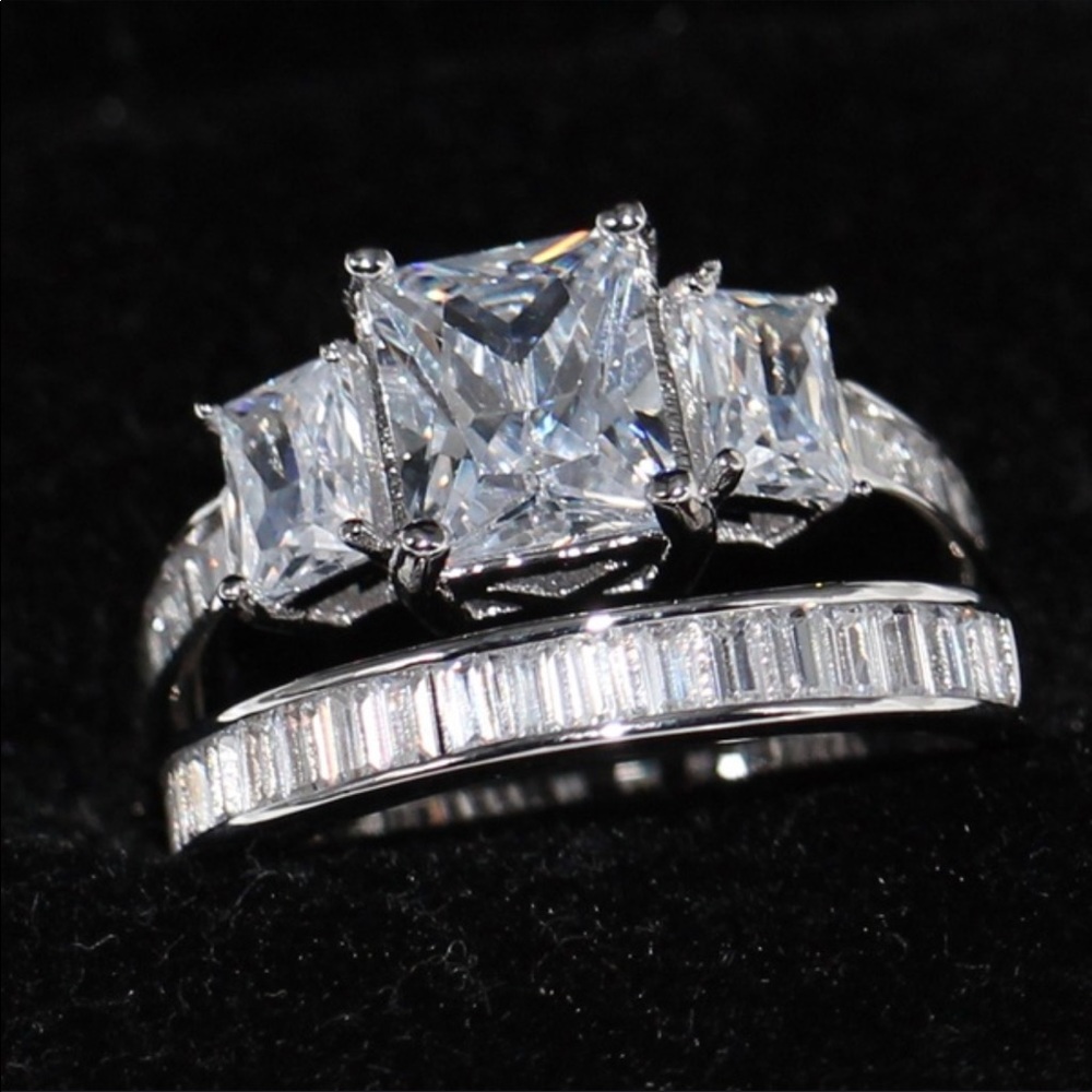 ‼️LAST CHANCE‼️ STERLING SILVER 2 PIECE BRIDAL SET - Picture 6 of 11
